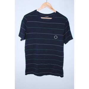 Ron Dorff Men's Medium Navy Blue Striped Short Sleeve‎ Crew Neck T-Shirt